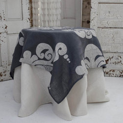 Enchantique Square Slate Grey Jute 54" Tablecloth - Tablecloths