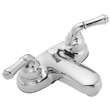 Banner Lavatory Faucet With Contemporary Lever Handles, Chrome, With Pop-Up