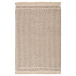 Jaipur Living - Jaipur Living Soleil Indoor/Outdoor Solid Beige and Dark Taupe Area Rug 10'x14' - Bohemian and rich with texture, the eco-friendly Villa collection boasts a versatile handwoven design to both high-traffic areas and outdoor spaces. The Soleil area rug provides a relaxed, grounding accent to patios, kitchens, and dining rooms with durable PET yarn. The neutral and inviting beige and dark taupe colorway complements any style or look, while the boucle and natural fringe details offer charming additions to this performance rug.