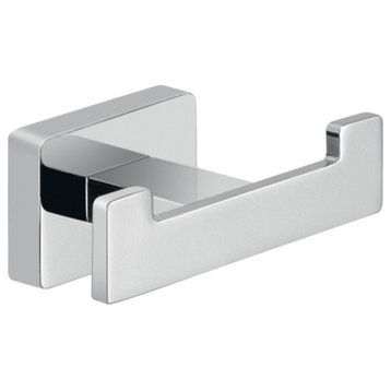 Square Chrome Wall Mounted Double Hook