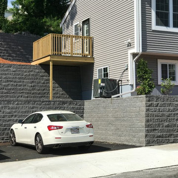 ALLAN BLOCK CLASSIC GRANITE GREY RETAINING WALL & MONOLITHIC GRANITE STEPS