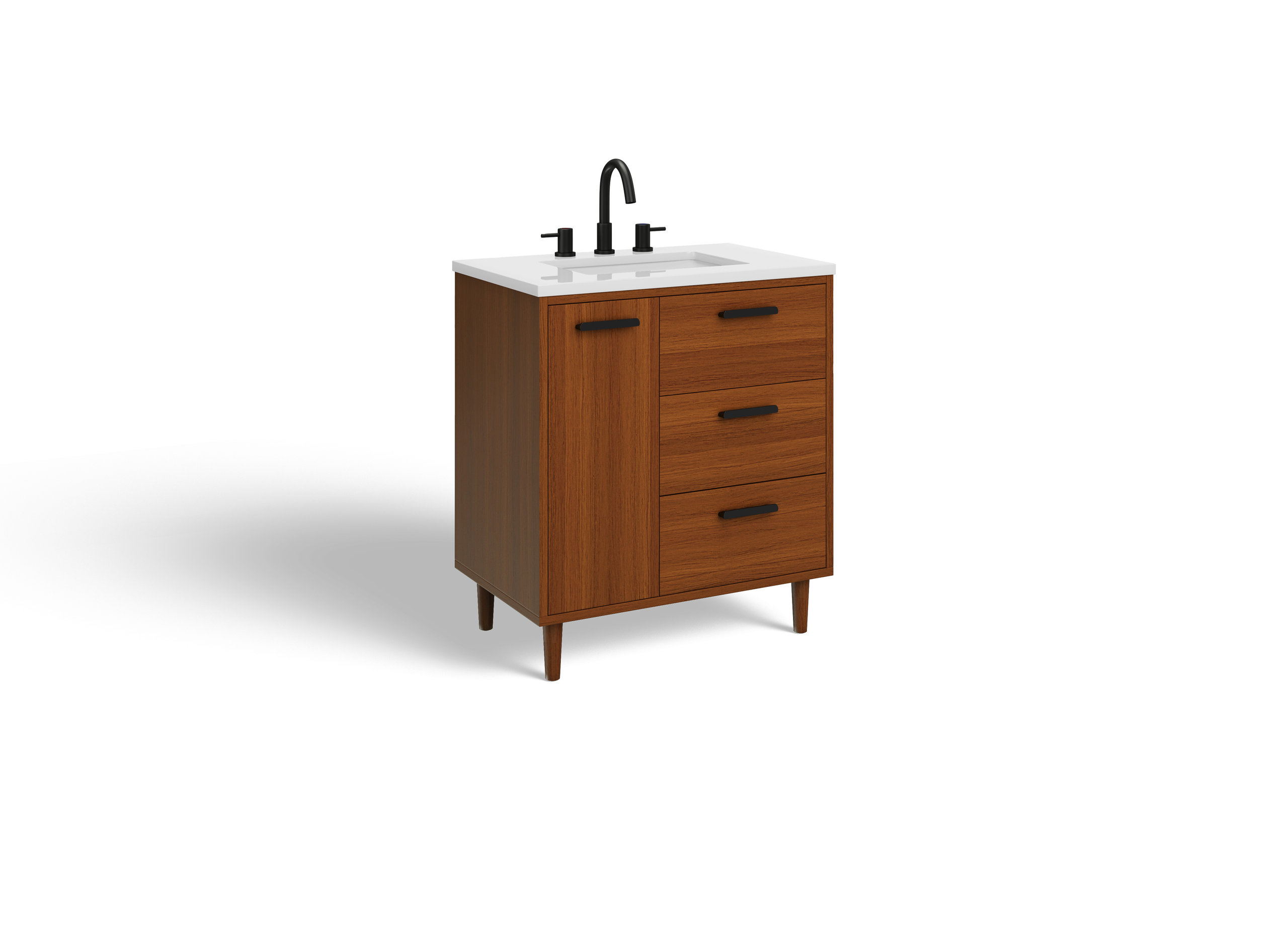 The Bailey Bathroom Vanity, Teak, 30", Single Sink, Freestanding