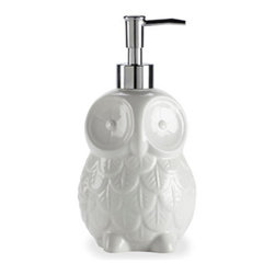 Swoop Owl Shaped White Ceramic Soap Dispenser - Bathroom Accessories