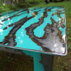 Turquoise/Brown/bare metal Coffee Table - Coffee Tables