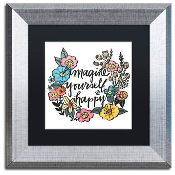 Caldwell "Imagine Yourself Happy Color" Art, Silver Frame, Black Mat, 11x11