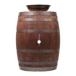 Premier - Wine Barrel Vanity Package with 15" Round Wired Rim Vessel Sink - Whiskey Finish - Bathroom Vanities And Sink Consoles