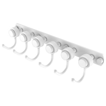 Allied Brass Mercury 6 Position Tie and Belt Rack, Smooth Accent, Matte White