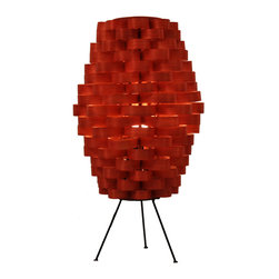 Bamboo Weave Table Lamp | Red - Table Lamps