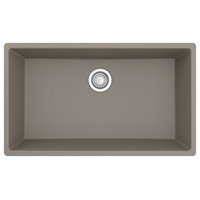 Karran QU-812 Undermount 32.5" Large Single Bowl Quartz Sink Kit, Concrete