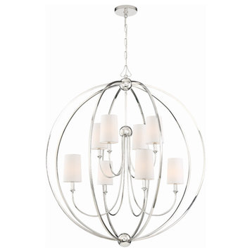 Crystorama 2246-PN 8 Light Chandelier in Polished Nickel with Silk