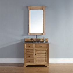36 inch Bathroom Vanity Natural Oak Finish Tropical Brown Granite Top - Bathroom Vanities And Sink Consoles