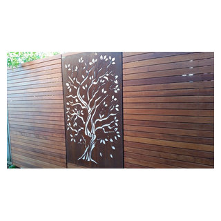 Timber and laser cut cor ten privacy screen - Hobart - by International ...