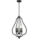 Quoizel - Quoizel OKF5216MBK O'Keefe 4 Light Pendant - Matte Black - Light up your space with the O'Keefe collection. This farmhouse style ?xture features an open geometric silhouette with curved sides for a romantic and airy design. This collection comes in two ?nishes and two interchangeable candle sleeves are included with each fixture. The Antique White ?nish comes with Weathered Brass candle sleeves and the Matte Black ?nish comes with the option of Antique Nickel.