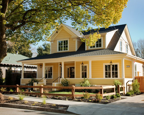 Ideas para fachadas | Diseños de fachadas amarillas de estilo de casa