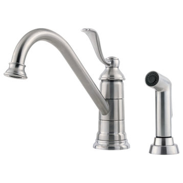 Portland 1-Handle Kitchen Faucet With Side Spray, Stainless Steel