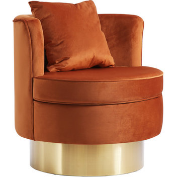 Kendra Velvet Upholstered Accent Chair, Cognac