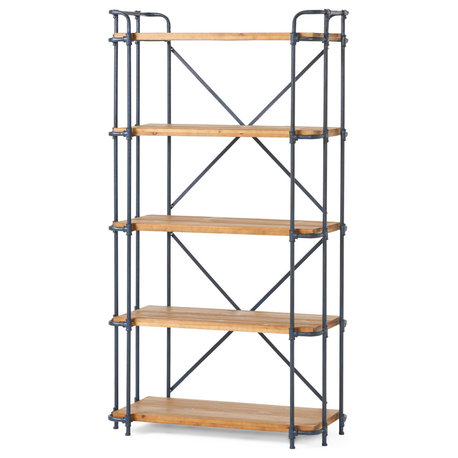 Mercia Industrial 5 Shelf Firwood Bookcase