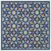 Nourison Caribbean Floral Navy 5'3" x SQUARE Indoor Outdoor Area Rug