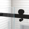 60x76 Single Sliding Frameless Clear Glass Shower Door, Black