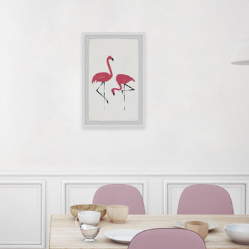 "Flamingo Stand" Framed Painting Print