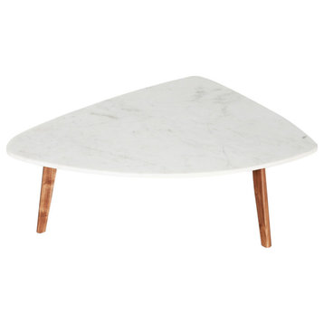 Nero White Authentic Marble Coffee Table, Triangle