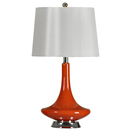 Retro Orange Glass Table Lamp With Steel Base