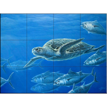 Tile Mural, Sea Turtle by Wilhelm Goebel