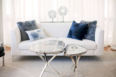 Example of a trendy living room design in New York