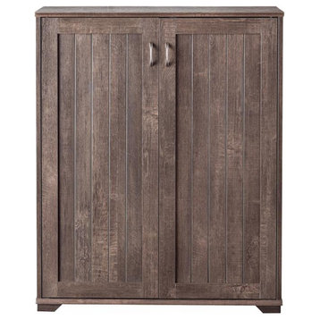 Furniture of America Lucile Wood Shoe Cabinet with 5-Shelf in Walnut Oak