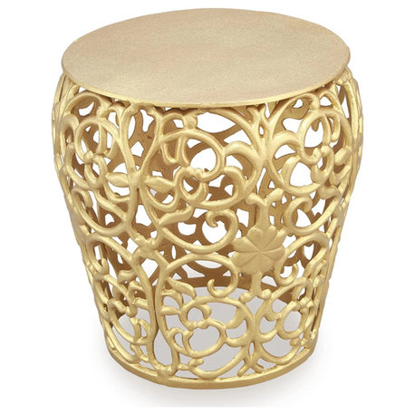 Leaf and Lattice Pattern Garden Stool