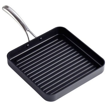 Cooks Standard Hard Anodized Nonstick Square Grill Pan, 11"x11", Black
