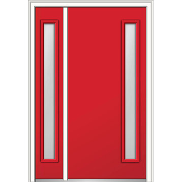 Clear 1-Lite Steel Door With Sidelite, 53"x81.75" Right Hand In-Swing