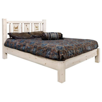 Montana Woodworks Homestead 88" Pine Wood King Platform Bed in Natural