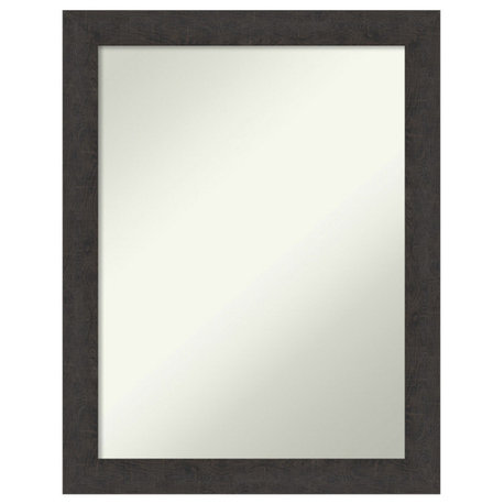 Rustic Plank Espresso Narrow Non-Beveled Wall Mirror - 21.5 x 27.5 in.