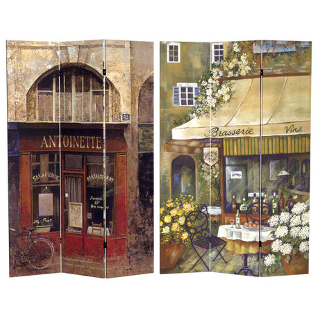 6' Tall Double Sided Brasserie Canvas Room Divider