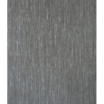 Wallpaper Gray bronze silver metallic faux fabric textured stria, Roll 21 Inc X