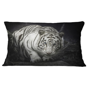 White Tiger Animal Throw Pillow, 12"x20"