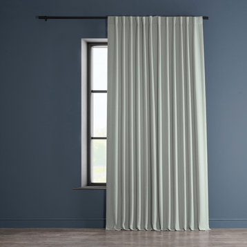 Faux Linen Extra Wide Room Darkening Curtain Single Panel, Oyster, 100"x84"