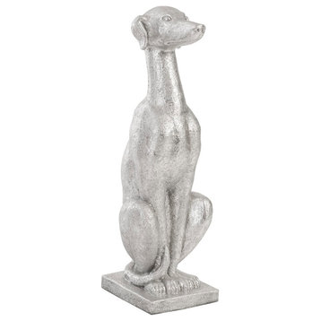 Grayhound Resin Figurine, Silver Leaf