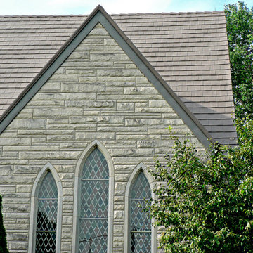 Metal Roofing - Oxford Metal Shingle in Shake Gray Church Building