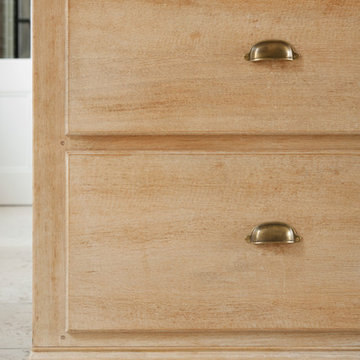 Oak Kitchen Drawers with Marble Plinth