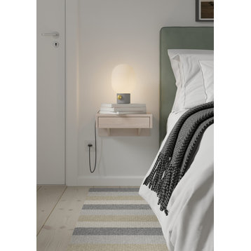 Bo Floating Nightstand with Drawer, Bedside Table, Beach style nightstand, white