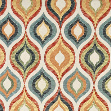 Red, Green, Blue, Orange and Gold, Contemporary Upholstery Fabric By The Yard