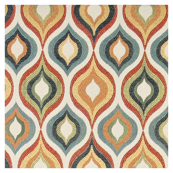 Red, Green, Blue, Orange and Gold, Contemporary Upholstery Fabric By The Yard