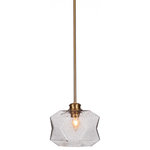 Toltec Lighting - Rocklin 1-Light Stem Hung Pendant, New Age Brass/Smoke - Enhance your space with the Rocklin 1-Light Stem Hung Pendant. Installation is a breeze - simply connect it to a 120 volt power supply and enjoy. Achieve the perfect ambiance with its dimmable lighting feature (dimmer not included). This pendant is energy-efficient and LED-compatible, providing you with long-lasting illumination. It offers versatile lighting options, as it is compatible with standard medium base bulbs. The pendant's streamlined design, along with its durable glass shade, ensures even and delightful diffusion of light. Choose from multiple size, finish, and color variations to find the perfect match for your decor.