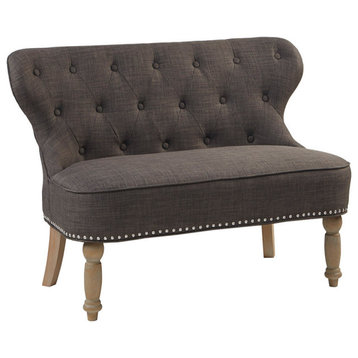 Madison Park Stanford Armless Tufted Back Settee, Charcoal