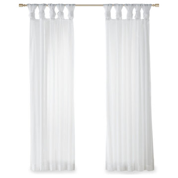 Madison Park Ceres Twist Tab Top Sheer Window Curtain Pair, White