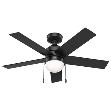 Hunter 44" Rogers Matte Black Ceiling Fan With LED Light Kit and Pull Chain