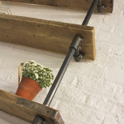 Baines Bespoke Reclaimed Scaffolding Boards and Dark Steel Pipe Shelves - Desks & Writing Bureaus