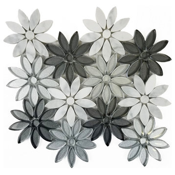 Miseno MT-WHSFLF0313-GR Flower Illusion - 4" x 4" Deco Wall - Gray